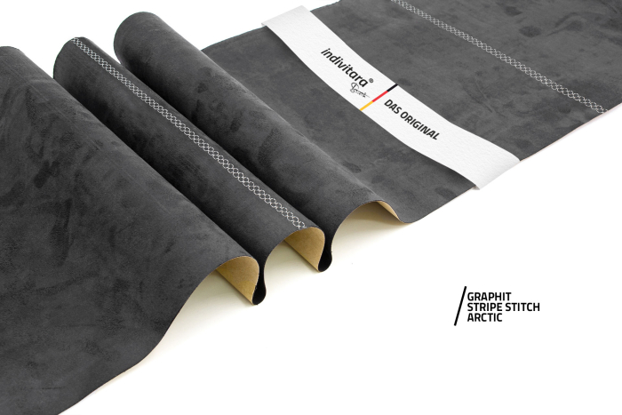 indivitara® Premium Stitch - selbstklebender Mikrofaserstoff Premium mit echten Nähten - Meterware - verschiedene Farben